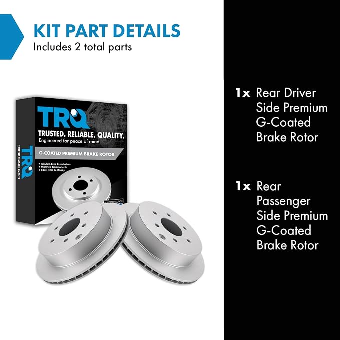 TRQ Rear Brake Rotors Set Vented Premium G-Coated Compatible with 2005-2022 Nissan Frontier 2005-2015 Xterra 2009-2012 Suzuki Equator