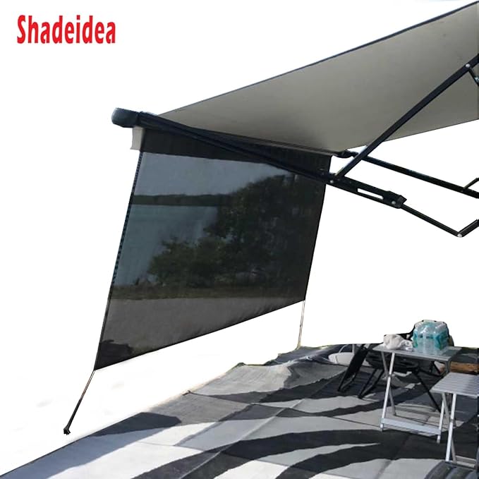 Shadeidea RV Awning Sun Shade Screen - 9' X 15' 5'' (Fit for 16' Awning)- Black Mesh Sunshade Motorhome Camping Trailer Awning Screenshade UV Sunblocker Canopy Sunscreen - 3 Year Warranty