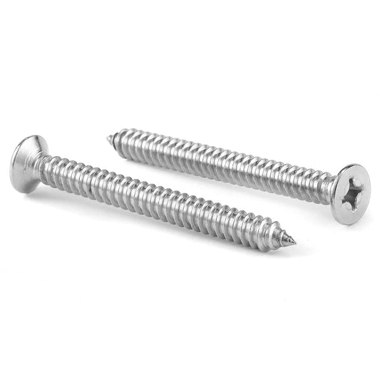 #7 x 2" Wood Screw 100Pcs 18-8 (304) Stainless Steel Screws Flat Head Phillips Fast Self Tapping Drywall Screws by SG TZH