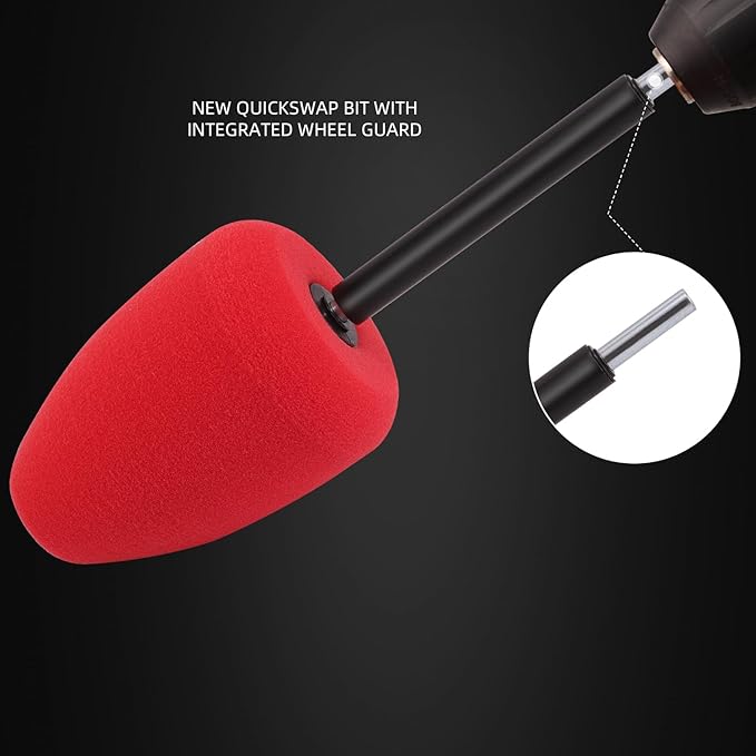 SPTA Metal Polishing Tool, Auto Cylindrical Metal Polish Buffing Polishing Ball, Drill Buffing Sponge Pads Buffing Wheel for Drill Foam, Sponge Buffing for Automotive Car Wheel Hub Care