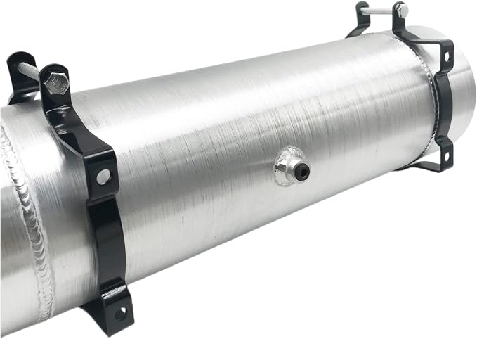 JSD 2 3/8 Gallon 6"x22" Aluminum Spun Round Gas Tank Fuel Tank End Fill 1/4" NPT Outlet for mini bike,go kart, Log splitter