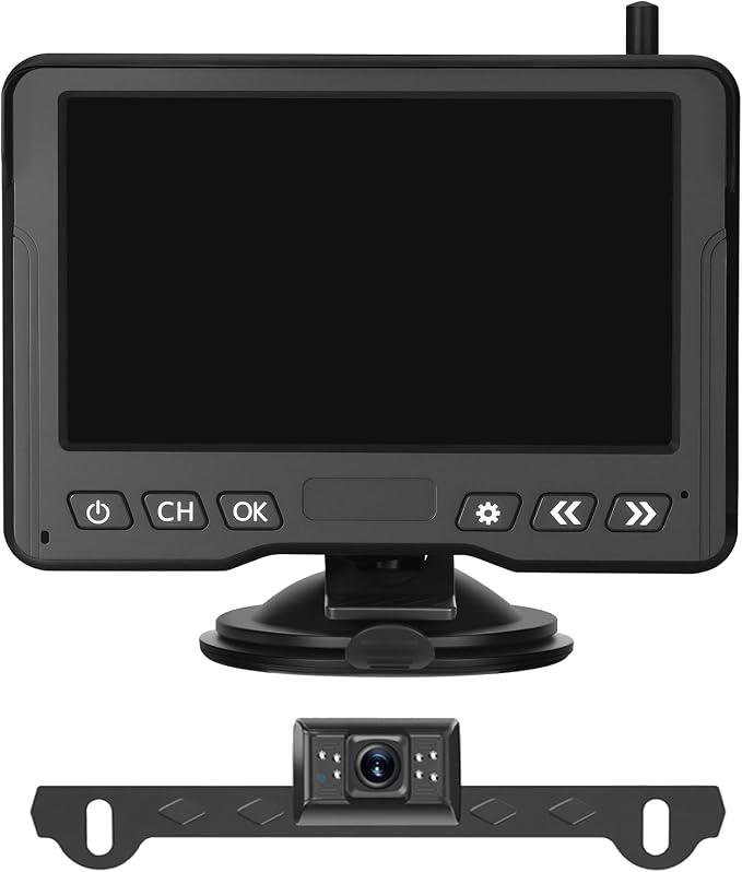 5" Wireless Backup Camera System for Car Plug-Play: HD 1080P 2 Channel Monitor IR Night Vision IP69K Waterproof Backup Camera for Car/SUV/Camper/Van