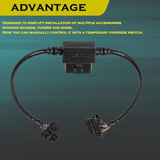 YMT 76405-01A Plug-N-Play Pass Thru Harness Clip in OBD Plug, Override Switch OBD Plug Through Harness Fit for Toyota &Ram
