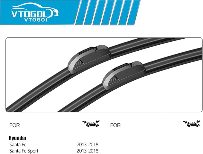 OEM Windshield Wiper Blades Replacement for Hyundai Santa Fe Hyundai Fe Sport 2013 2014 2015 2016 2017 2018, All Weather Original Factory Quality Front & Rear Wipers Set 26"+14"+13" (Pack of 3)