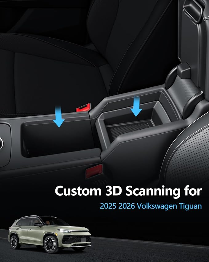 SKTU 2-Pack for 2025 2026 VW Tiguan Center Console Organizer for 2025 2026 Volkswagen Tiguan Front Console Tray VW Tiguan 2025 2026 Accessories Durable ABS Insert Console Tray Front Console Organizer