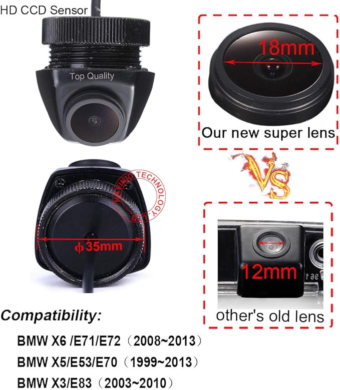1280x720 Pixels 1000 TV Super HD Car HD Vehicle Backup Camera Night Vision IP68 Waterproof Rear View Reserved Hole Parking Camera for BMW X6 E71 E72 X5 E53 E70 X3 E83
