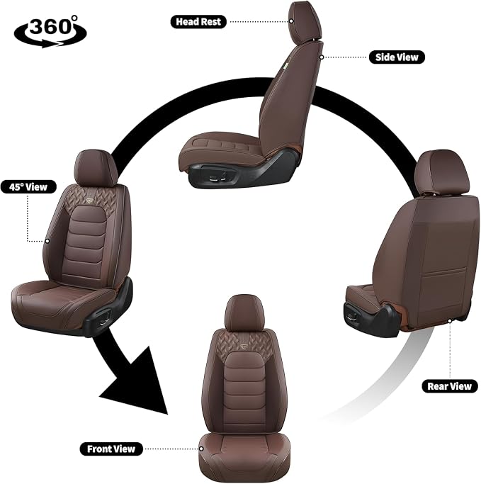 FLORICH Seat Covers Full Set, Leather Seat Cover, Front and Rear Seat Covers 5 Seats, Waterproof Car Seat Cushion Protector Accessories for Sedan SUV Pick-up Truck(Coffee, Full Set)