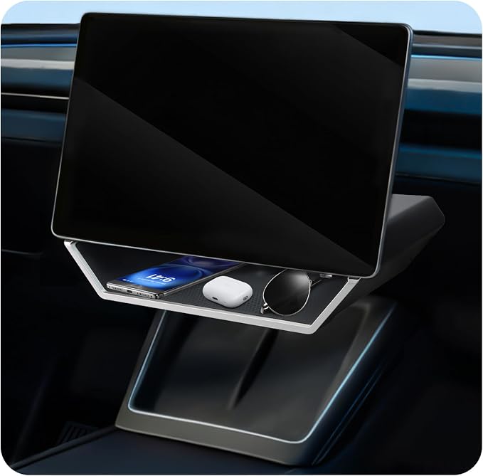 (Upgraded for Tesla Model Y Juniper Under Screen Storage Organizer 2025-2026 [Cyber-Inspired], Model 3 Highland 2024-2025 Center Console Organizer Tray for Tesla Model Y Juniper Accessories