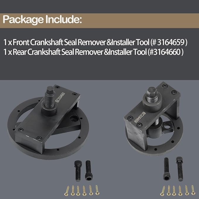 3164659 3164660 Front & Rear Crankshaft Seal Remover & Installer Tool Kit,Compatible with Paccar Engines PX-6, Compatible with Cummins 4BT 3.9L B Series 5.9L ISB 5.9L 6.7L QSB 5.9L 6.7L 1989-2016