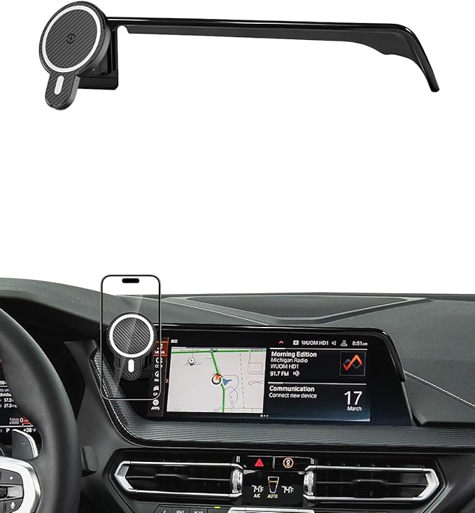 PZK Car Phone Holder for BMW 3 Series 2019-2022/ BMW 4 Series 2021-2023/BMW 2 Series 2022-2024 Accessories 10.25-Inch Screen Fixed Clip Magnetic 15W Fast Wireless Charger Car Phone Mount 360° Rotation