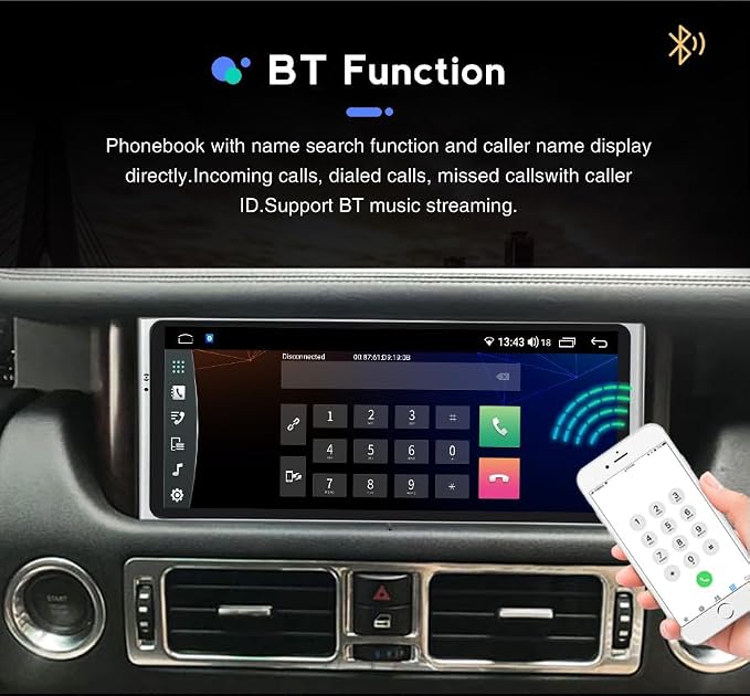 2GB+32GB Car Stereo Android 13 Radio for Land Rover Range Rover III L322 V8 2005-2012, GPS Navigation 10.25 Inch Multimedia Video Player FM BT Receiver WiFi Carplay Android Auto