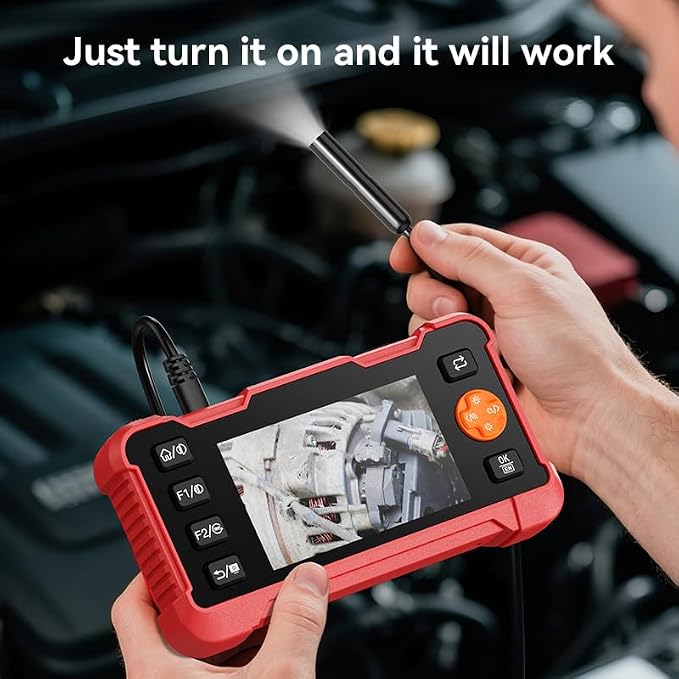 2-in-1 OBD2 Scanner with Inspection Borescope, Read & Clear Check Engine Codes, 3-Minute CCA Battery Tester, DIY Pre-Trip Safety Diagnostic Tool for All 1996 & Newer OBDII Vehicles
