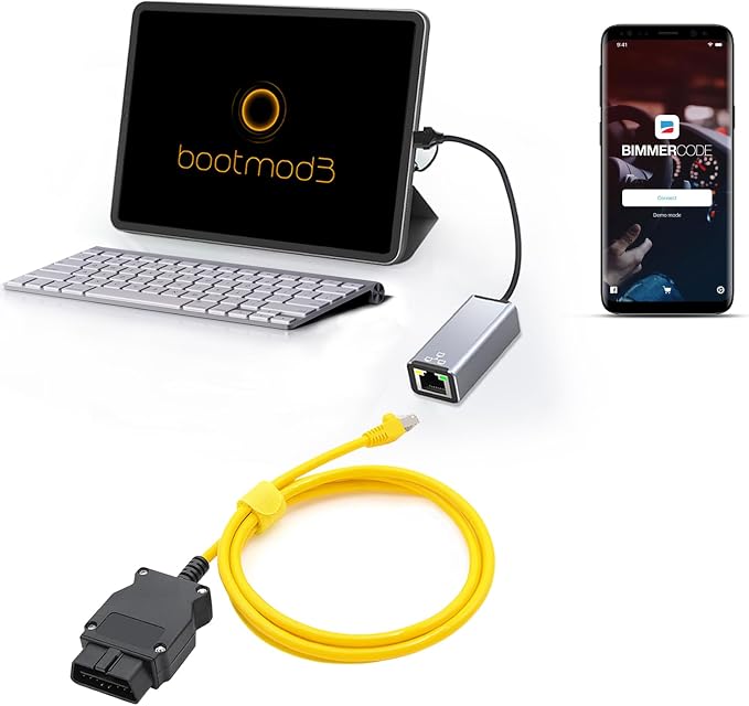 Enet Cable BMW with USB/Type-C to RJ45 Ethernet Adapter, Fit for BMW F-Series G-Series Vehicles Diagnosis & Coding, Compatible with E-SYS ISTA+ Bootmod3 Bimmercode Software Diagnostic Tool