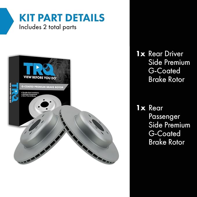 TRQ Rear G-Coated Brake Rotor Set Compatible with 2012-2020 BMW