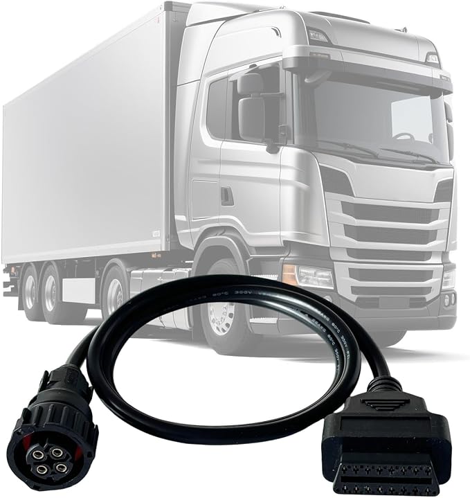 Heavy Duty Truck OBD2 Adapter for Scania 4 Pin to OBD 16 Pin Cable,Fit for Scania Industrial/Marine Engine 4pin Can Bus Diagnostic Cable Connector,Work with OBDII Diagnostic Scanner Tools