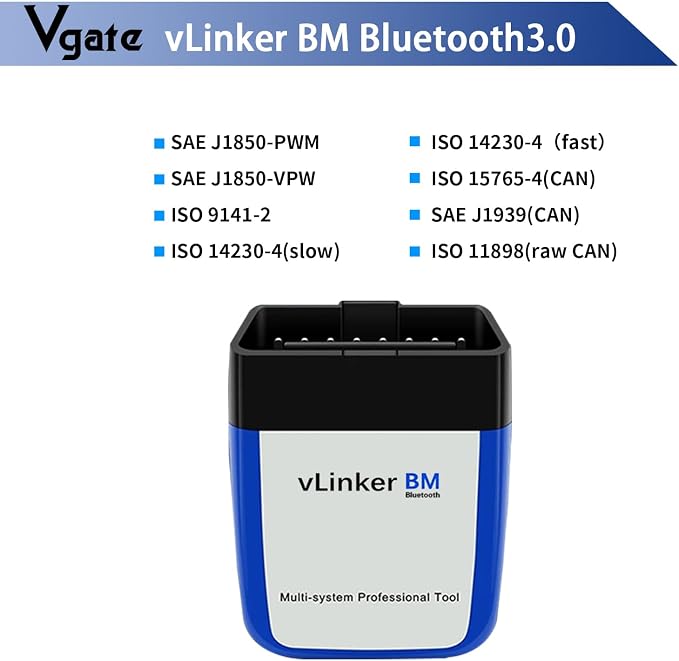 Vgate vLinker BM3.0 Bluetooth OBD2 Scanner Diagnostic Tool Bimmercode, Code Reader for BMW, Supports Android & Windows