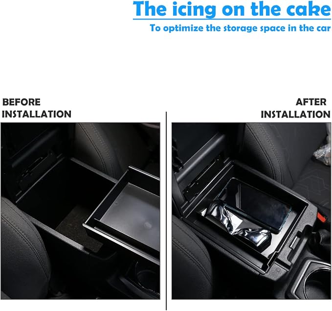 CHEAYAR Compatible with Toyota Tacoma Accessories 2016-2021 Toyota Tacoma Center Console Accessory Organizer Tray Storage Insert ABS Materials Armrest Box Storage Box Secondary（Without Non-Slip mat）