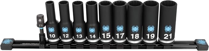 Spyder 10-Piece 1/2-Inch Drive Metric Deep Impact Socket Set with Adapter (19701)