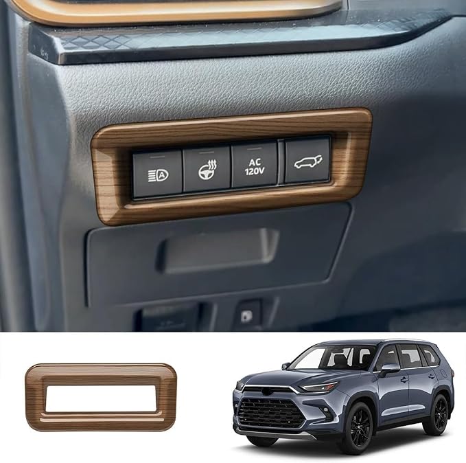 Multi Function Button Frame Interior Modifications Compatible with Toyota Grand Highlander 2024 2025 2026 Fit for 2024-2026 Grand Highlander ABS Accessories(Wood Grain)