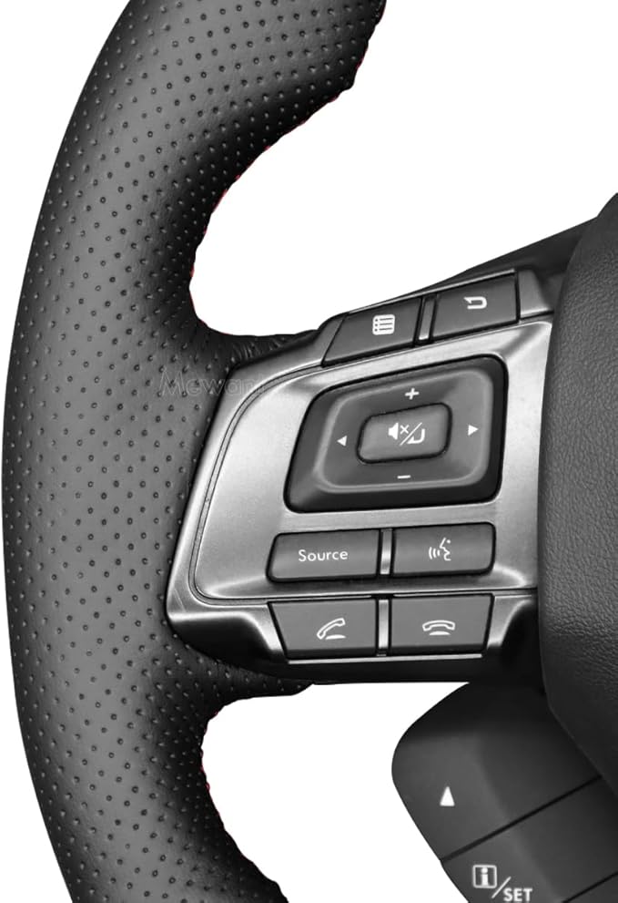 MEWANT Hand Stitched Matte Carbon Fiber&Real Leather Car Steering Wheel Protector Wrap Cover for Subaru WRX 2015-2021 / WRX STI 2015-2021 Steering Wheel Cover Accessories