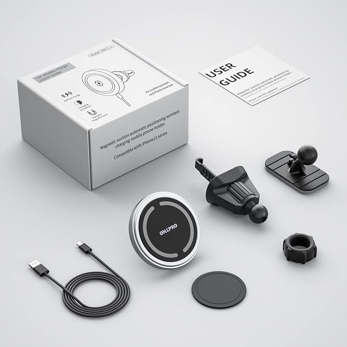 OHLPRO for MagSafe Car Mount Charger iPhone Wireless Car Charger, Stick on Dashboard Magnetic Phone Holder Mount for iPhone 17 Pro Max 16 15 14 Series, 15W Fast Charging, Aluminum Shell