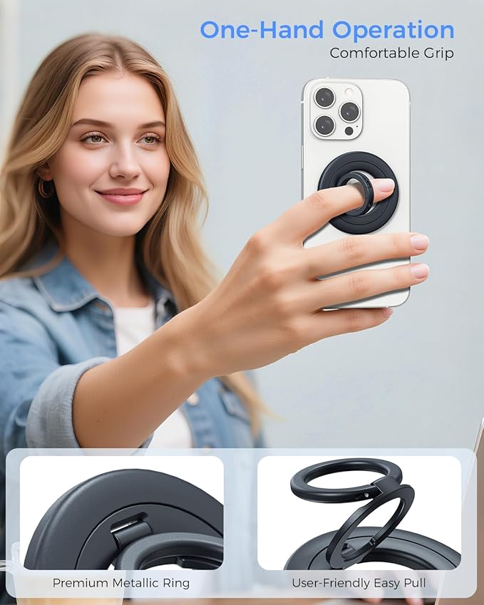 SUPERONE Retractable Car Charger & MagSafe Phone Ring Holder Grip