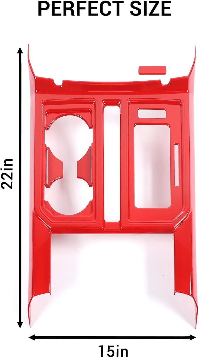 Center Console Gear Shift Cup Holder Panel Cover Trim for 2015-2020 Ford F150 Interior Trim Accessories (Red)