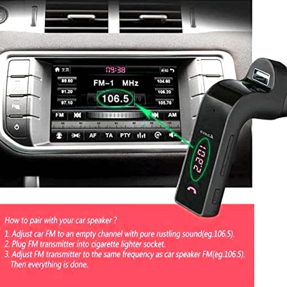Bluetooth FM Transmitter for car,TIANSHILI handsfree Bluetooth Receiver Car Kit with Mic/TF Card/USB Drive/AUX Play for iPhone,iPad and Other Android Phones-Black