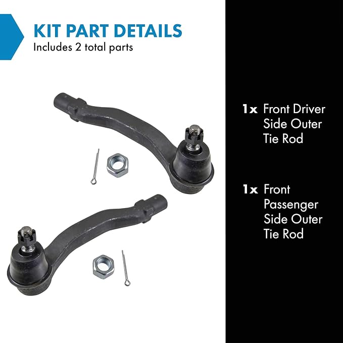 TRQ Front Outer Tie Rod Set 2 Piece Compatible with 1994-2001 Acura Integra 1992-2000 Honda Civic 1993-1997 Civic del Sol 1997-2001 CR-V