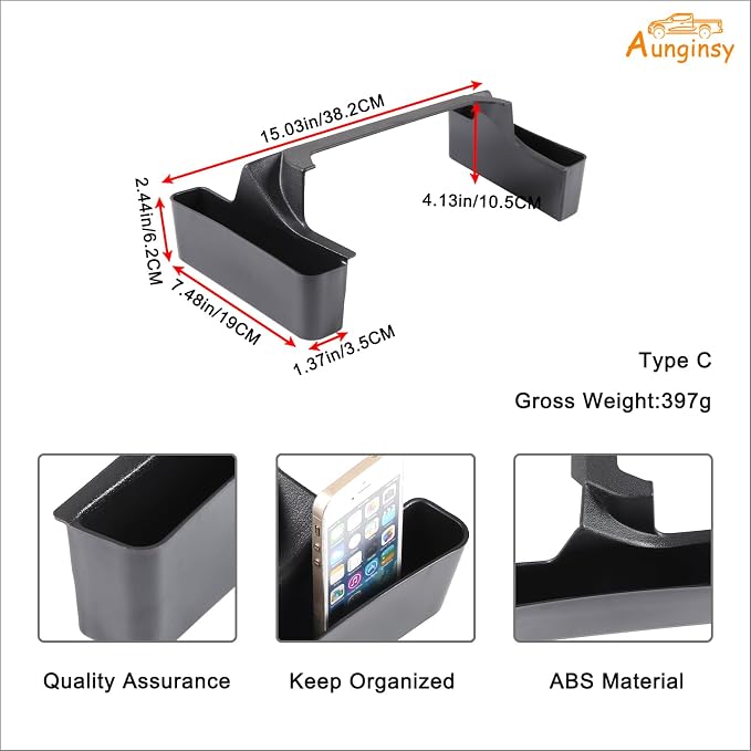 Aunginsy Center Console Gear Shift Storage Box Basket Compatible with Toyota Tacoma 3rd Gen 2016-2023 Gear Shift Side Organizer Tray Armrest Storage Box ABS Accessories, Not Fit Manual Transmission