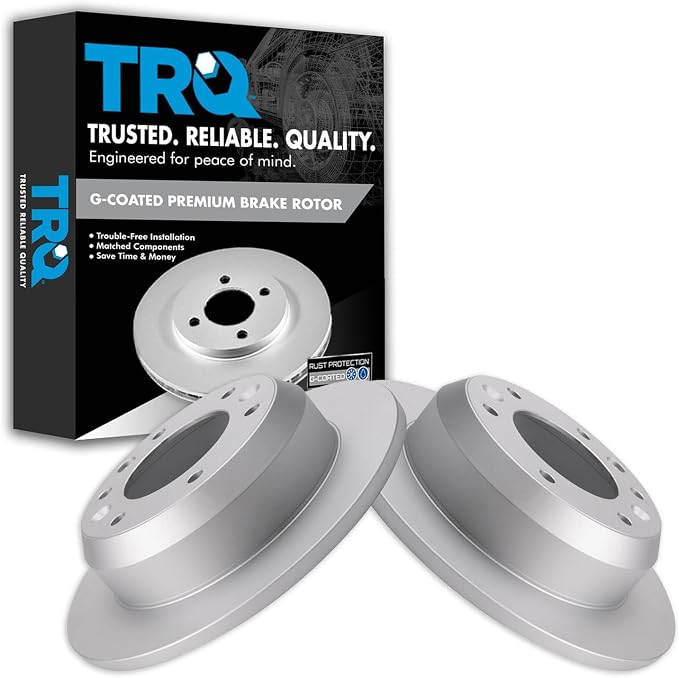 TRQ Rear Brake Rotor Set G Coated Solid Compatible with 2007-2008 Hyundai Entourage 2006-2012 2014 Kia Sedona