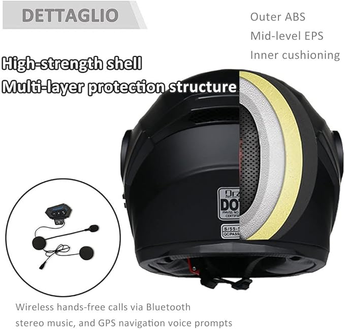 Bluetooth Modular Motorcycle Helmet DOT/ECE Approved Full Face Flip up Anti-Fog Double Visor Helmet Built-in Dual Speaker with Microphone for Adult Men and Women…