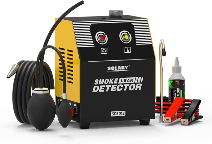 Solary Smoke Machine Leak Detector - 12V DC EVAP Vacuum Leak Tester with Built-in Air Pump 0.1mm Detection 10s Fast Response Visible Smoke Generator for DIYers SUV Garage