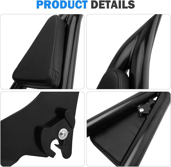 Detachable Sissy Bar, 30“ Chrome Quick Release Passenger Backrest Compatible with 2009-2024 Harley Davidson Touring Street Glide Road King Electra Glide Ultra Limited