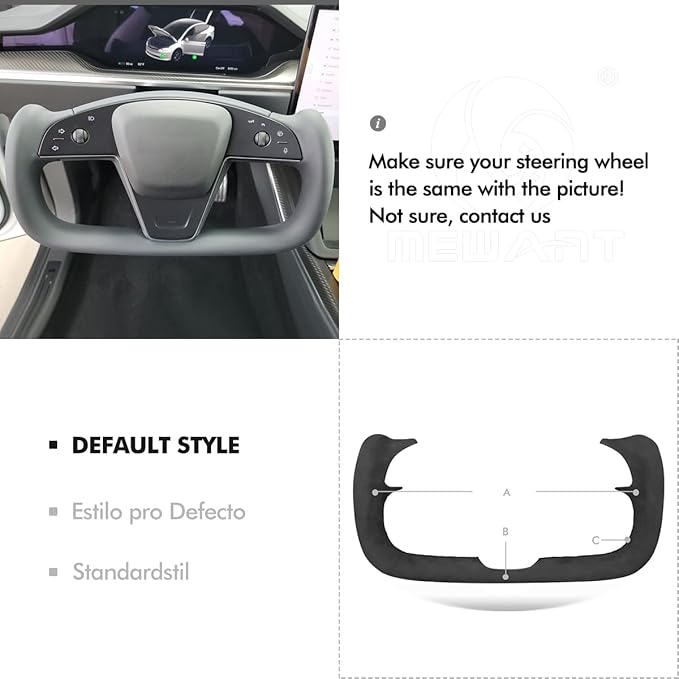 MEWANT Hand Stitch on Black 9040 Athsuede Steering Wheel Cover Wrap for Tesla Model S Yoke 2021-2023 Model X 2021-2023