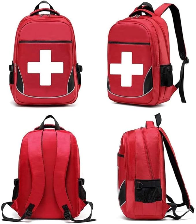 First Aid Bag Empty Red Emergency Medical Bag First Responder Trauma Multi-Pocket Traveling Field Trips Camping Essentials (Red,Pack of 5)