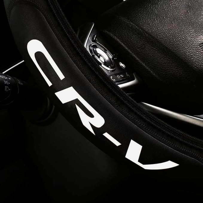 Leather Steering Wheel Cover with a Rubber Inner Ring fit for 14-15 Inch Breathable Lightweight Easy to Install Compatible with CRV(C1)
