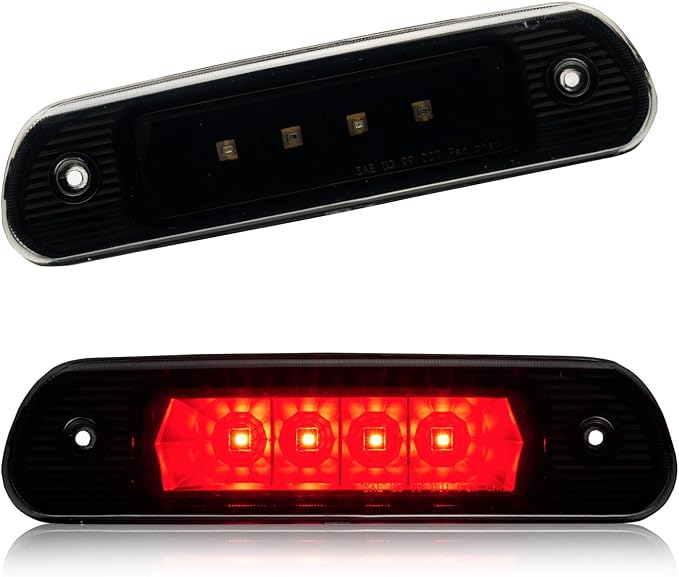Third 3rd Brake Light LED for 1999-2004 Jeep Grand Cherokee, High Mount Rear Brake Lights Assembly for 99-04 Grand Cherokee, Waterproof Center Cab Lamp Stop Light (Black)