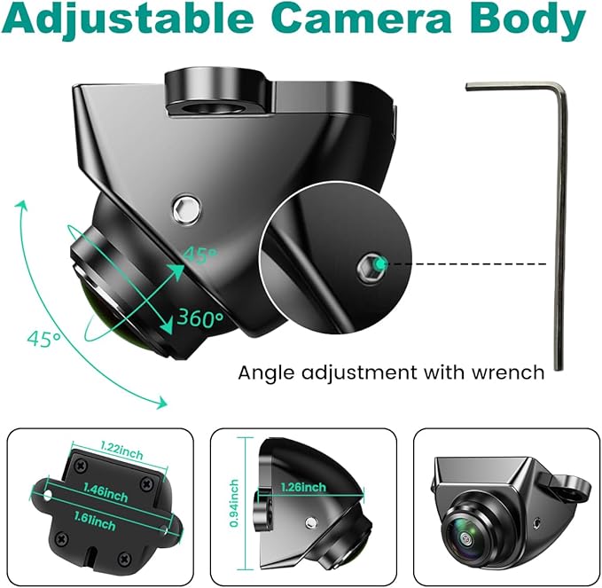GreenYi AHD Monitor Camera Set, 800x480 HD TFT Monitor + Universal AHD 1080P Rear Front Side View Camera with Adjustable Fisheye Lens