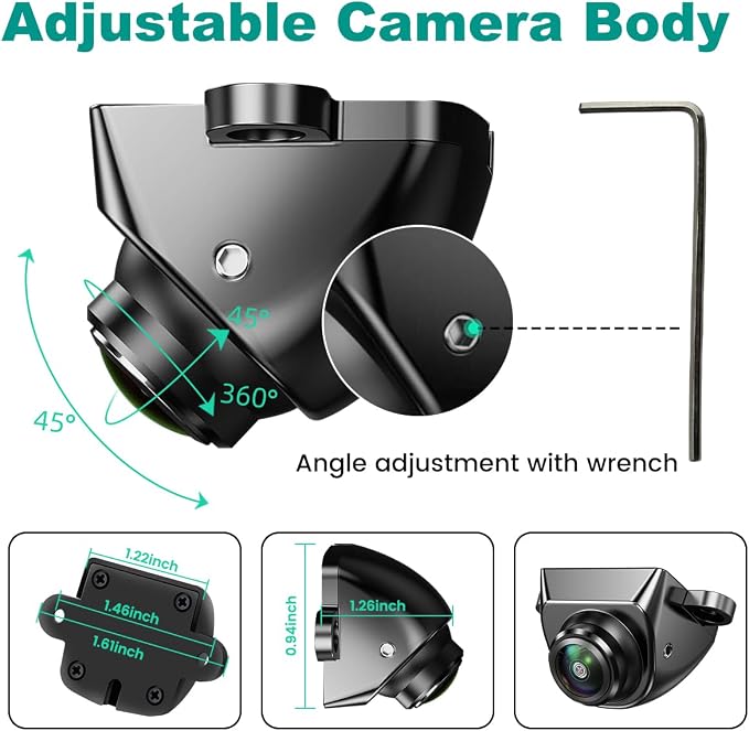 GreenYi AHD Monitor Camera Set, 800x480 HD TFT Monitor + Universal AHD 1080P Rear Front Side View Camera with Adjustable Fisheye Lens