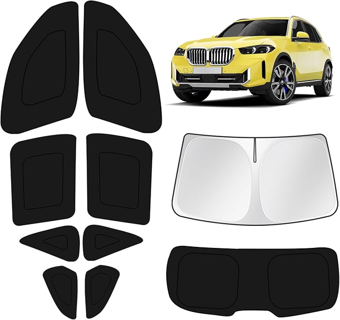 KUST Car Window Shades for BMW X5 2013-2016 2017 2018 Windshield Sun Shade Side Window Cover UV Block Privacy Protection Accessories for Camping Blackout Rear Back Full Set 10PCS