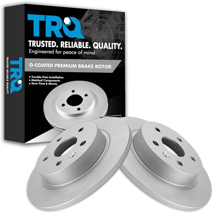 TRQ Rear Brake Rotor Set G Coated Solid Compatible with 2013-2022 Buick Encore 2015-2022 Chevrolet Trax 2011-2016 Cruze 2013-2016 Sonic 2016 Cruze Limited
