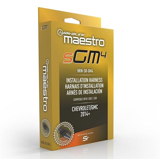 Idatalink Maestro HRN-SR-GM4 T-Harness for Select Chevrolet/GMC GM Vehicles 2016+, replace the factory radio while retaining steering wheel controls & use of factory amp (ADS-MSR module also required)