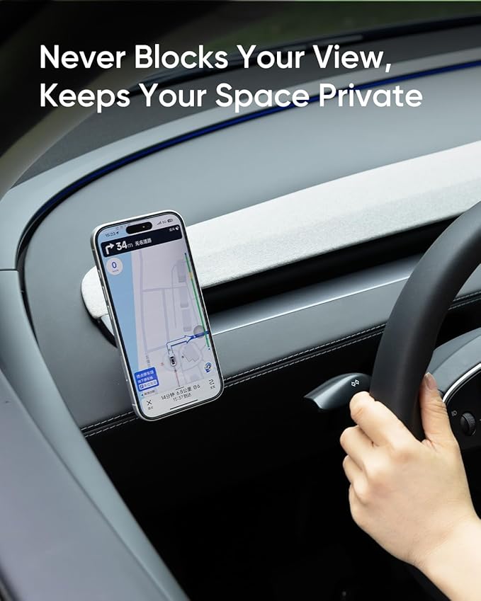 Magnetic Phone Mount for Tesla Model Y Juniper 2025 - Driver-Side Vent Fixed MagSafe Phone Holder, 360° Adjustable Strong Magnet Car Phone Mount with One-Handed Operation Tesla Model Y Accessories