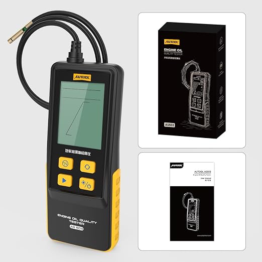 Engine Oil Quality Tester, Digital Transmittance Analyzer with Temperature Display for Gasoline and Diesel Engines, 2.8" HD Backlit Screen, 800mm Flexible Probe