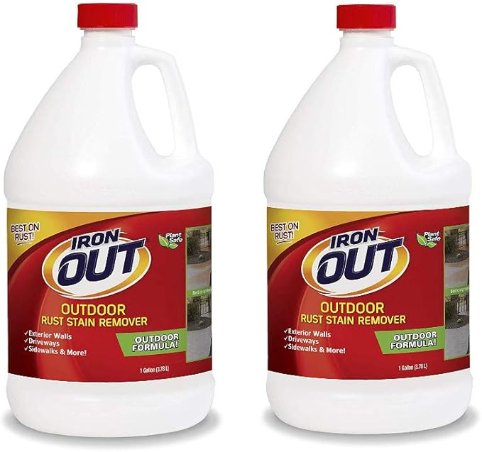 Iron OUT Liquid Rust Stain Remover, Pre-mixed, Quickly Removes Rust Stains from Concrete, Vinyl and Other Outdoor Surfaces, No Scrubbing, Safe to Use, 2 Gallons