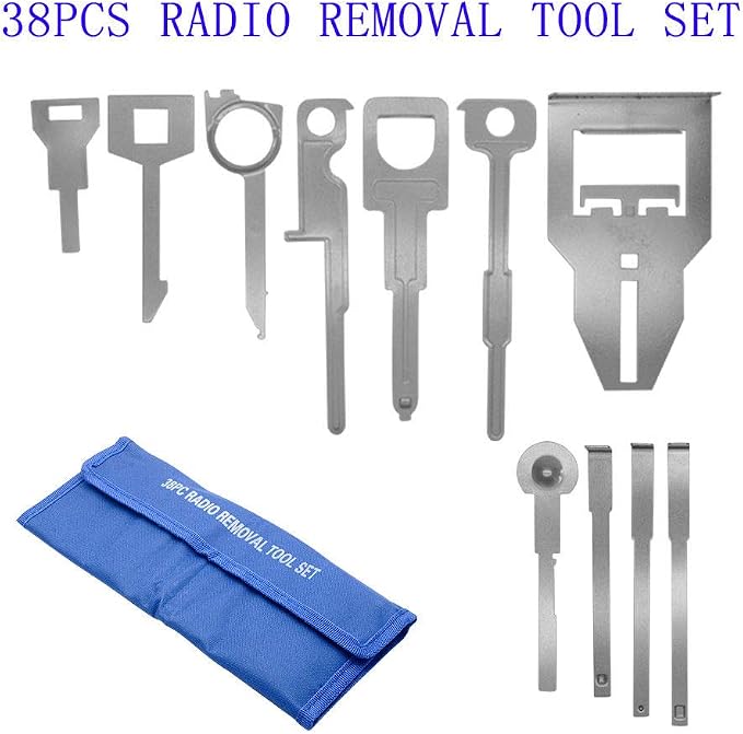MASO 38 PCS Trim Removal Tool Set Car Stereo Release Radio Removal Keys Tool Kit CD Head Unit