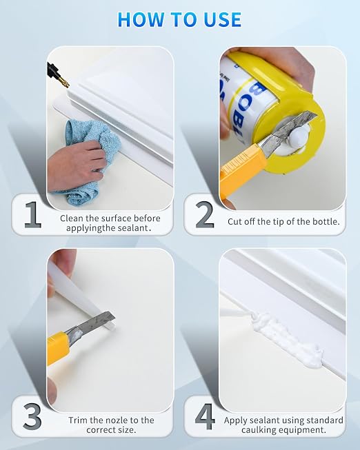 BEBOBLY RV Roof Sealant 4 Packs, Self Leveling Lap Sealant White, RV Caulking Sealant Waterproof, Flexible & Non-Cracking, RV Lap Sealant for Camper, Trailer & Motorhome Roof Repair, Secure Odorless