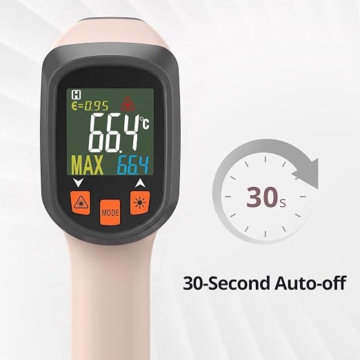 Tilswall Infrared Thermometer Gun, Laser Temperature Gun, -50°C~600°C (-58F~1112F) with Adjustable Emissivity, for Cooking/BBQ/Vehicle Repair, Meat Thermometer Included, Not for Human(Pink),W301