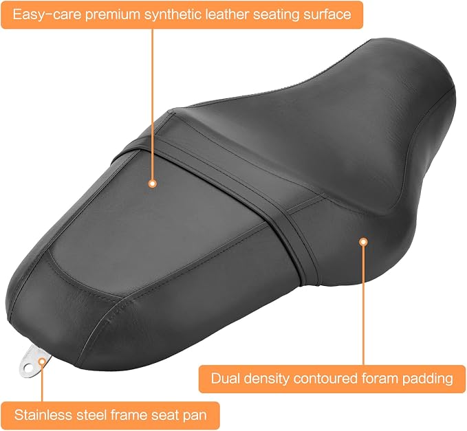 2-Up Driver Passenger Seat for Harley Sportster 883 1200 Black | 2004-2006 & 2010-2016 XL1200 XL883, Leather Cover, Front Rear Riding, Easy Direct Replacement, Waterproof and Dustproof